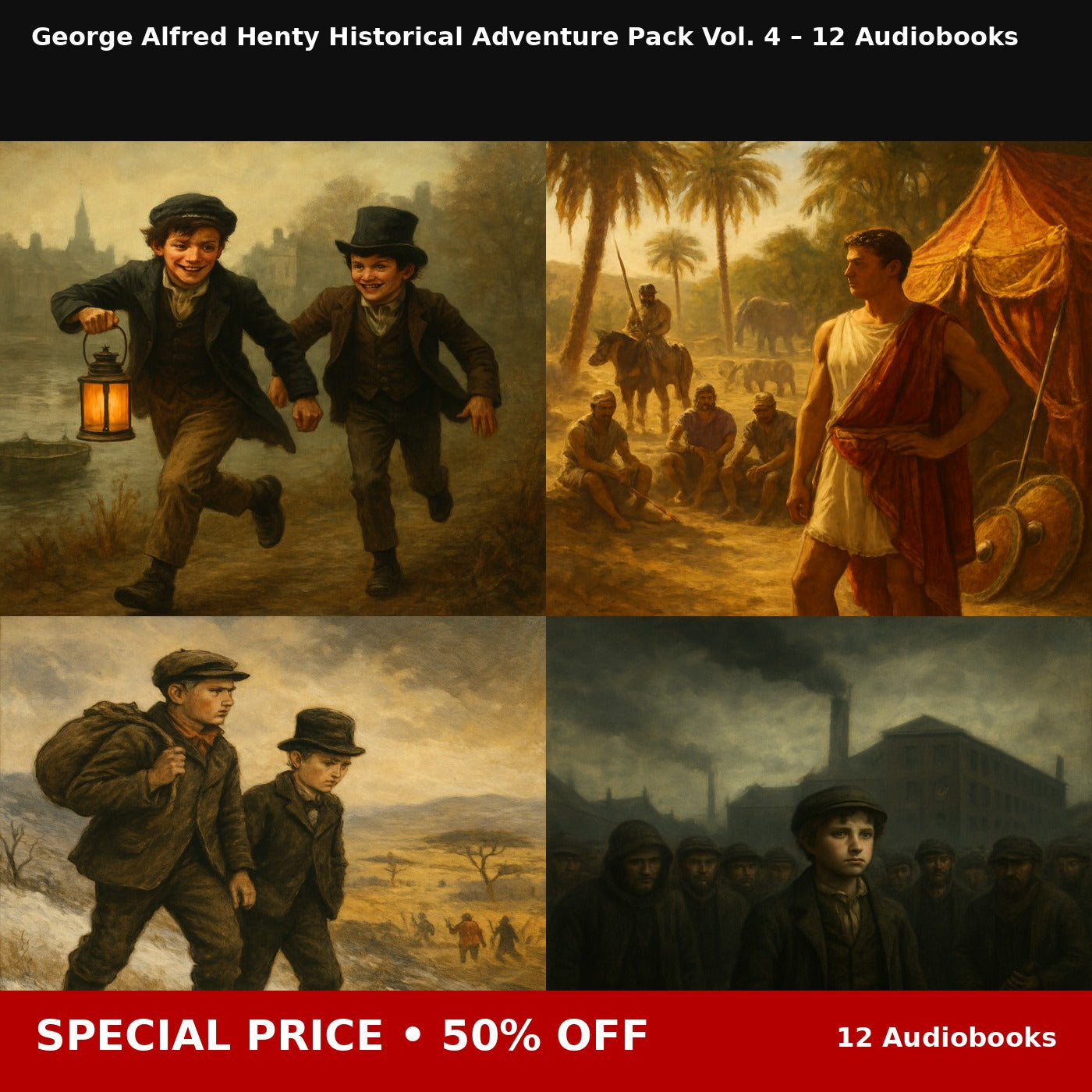 George Alfred Henty Historical Adventure Pack Vol. 4 – 12 Audiobooks