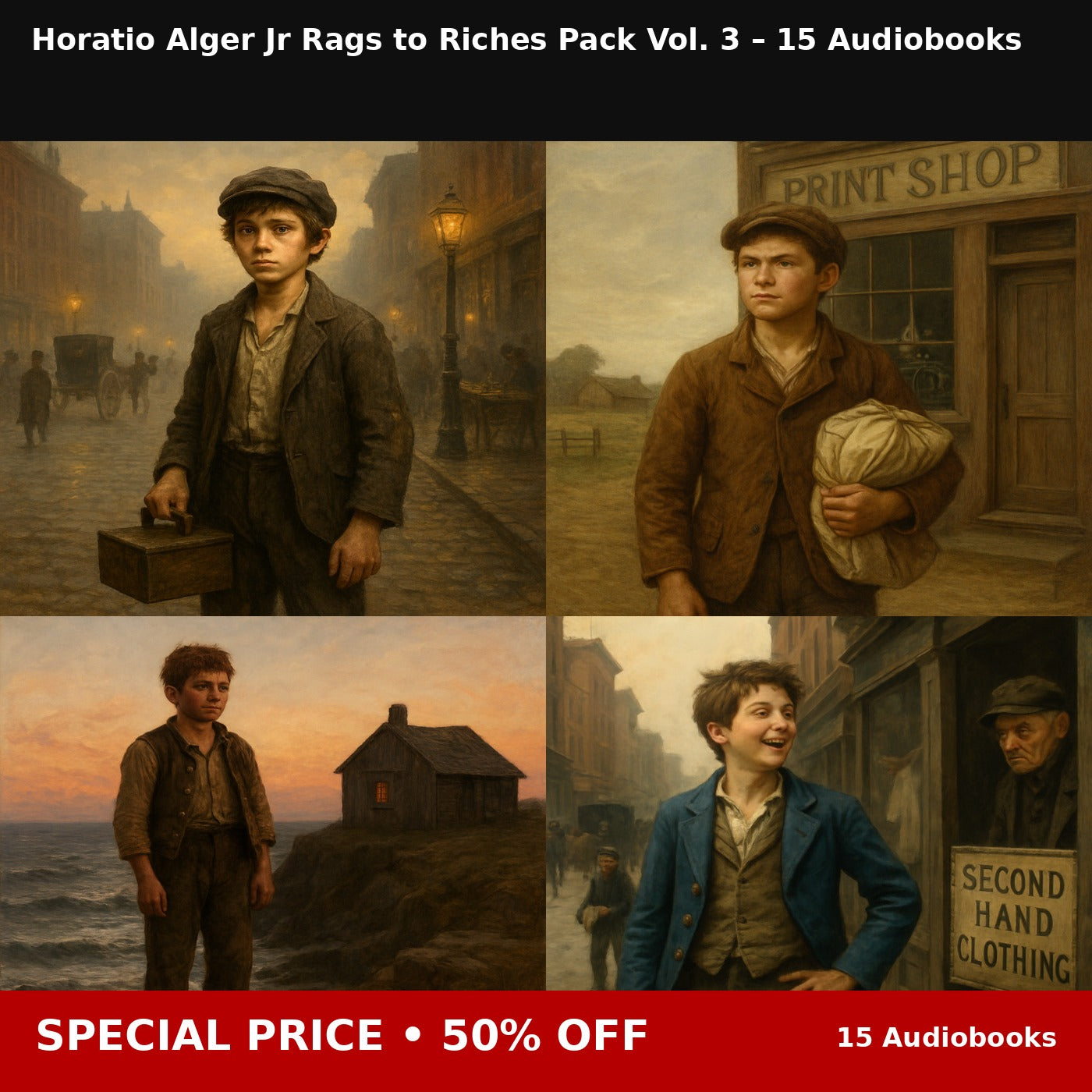 Horatio Alger Jr Rags to Riches Pack Vol. 3 – 15 Audiobooks
