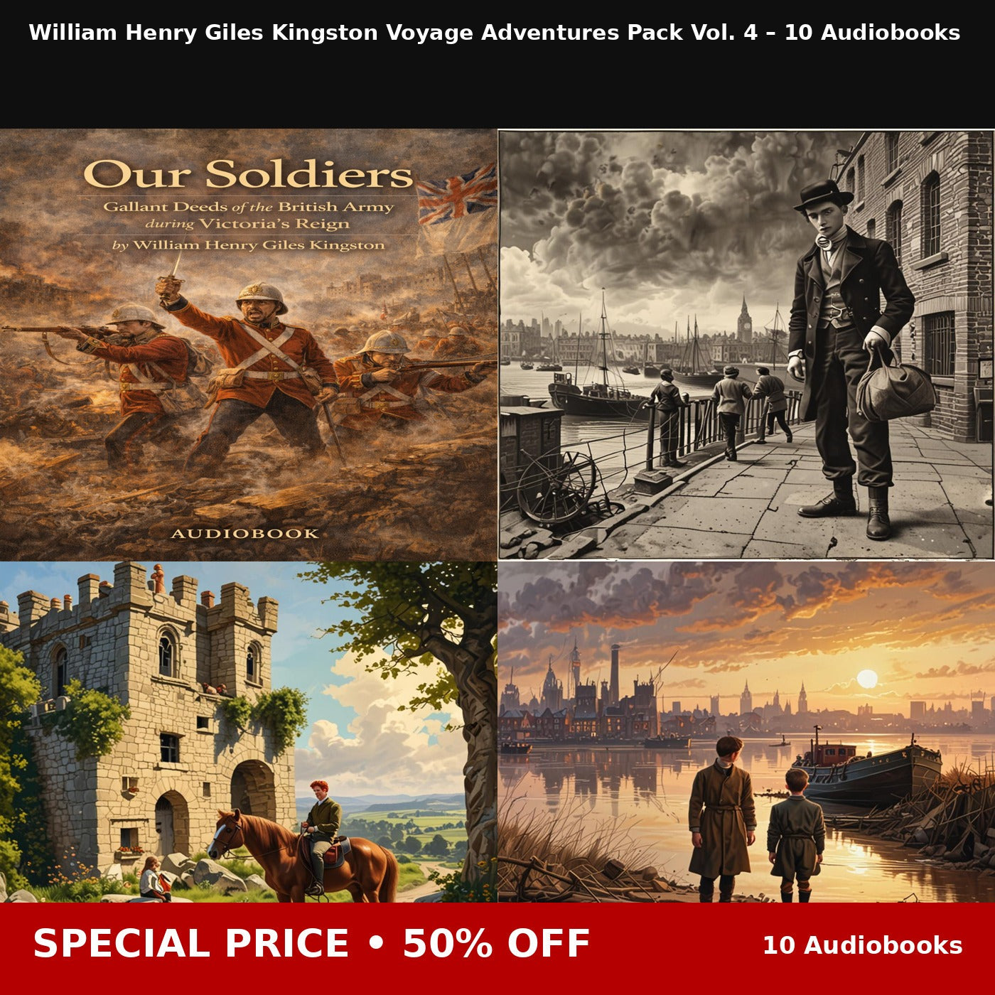 William Henry Giles Kingston Voyage Adventures Pack Vol. 4 – 10 Audiobooks