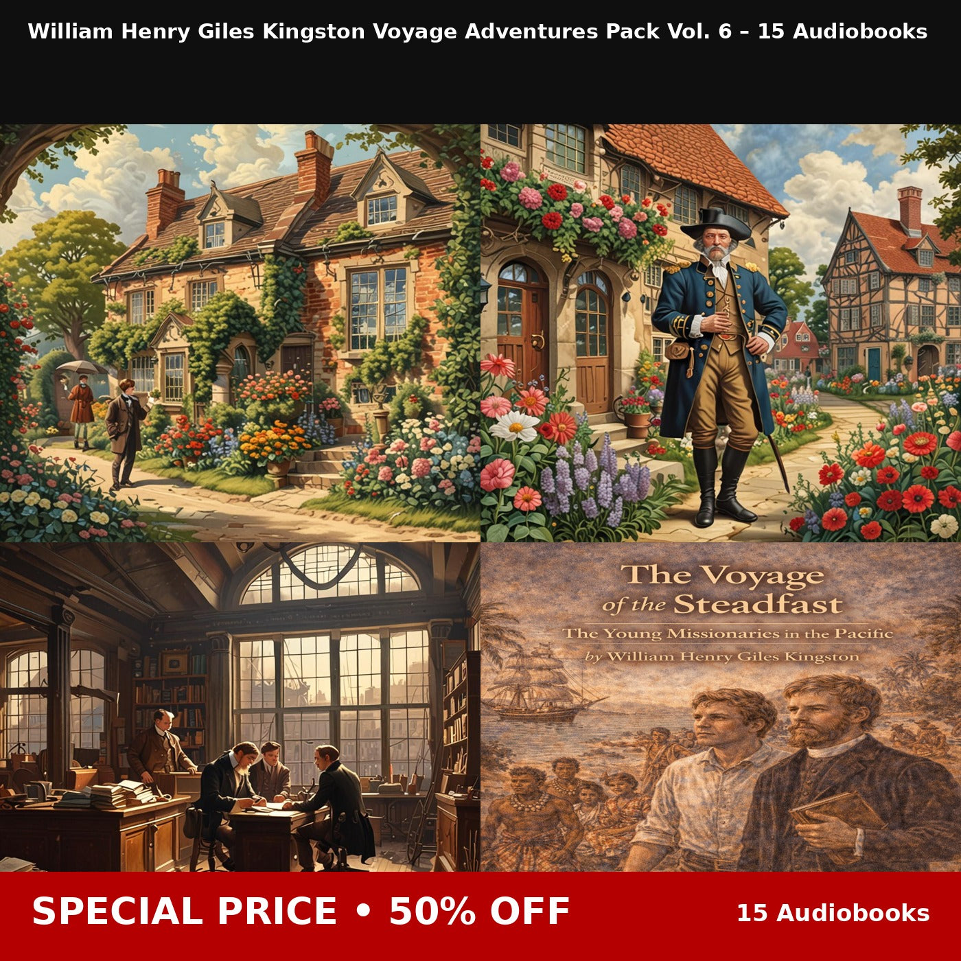 William Henry Giles Kingston Voyage Adventures Pack Vol. 6 – 15 Audiobooks