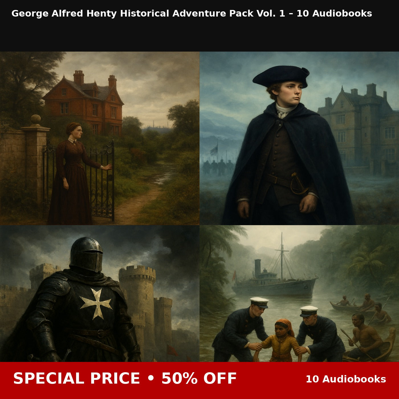 George Alfred Henty Historical Adventure Pack Vol. 1 – 10 Audiobooks