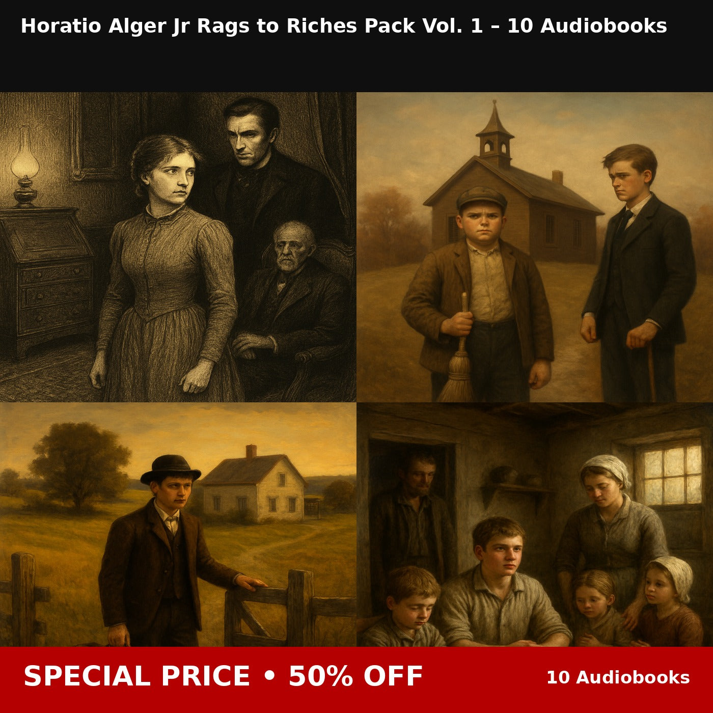 Horatio Alger Jr Rags to Riches Pack Vol. 1 – 10 Audiobooks