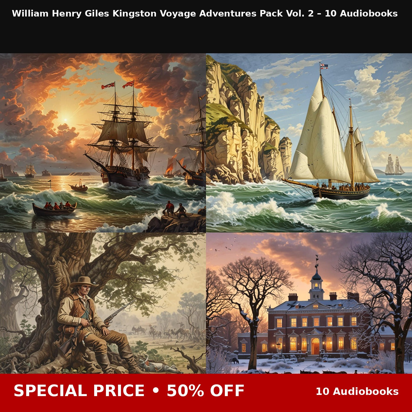 William Henry Giles Kingston Voyage Adventures Pack Vol. 2 – 10 Audiobooks